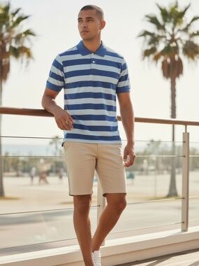 NWT Men's Stripe Collared Polo Shirt